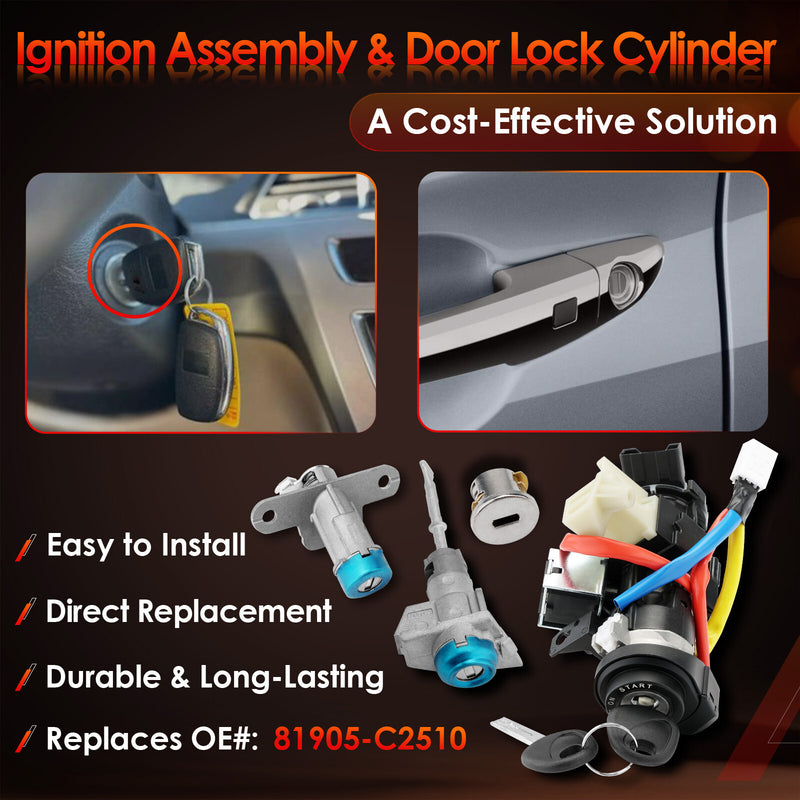 Ignition Lock Cylinder Switch And Housing With Key For Hyundai 15 19 Sonata