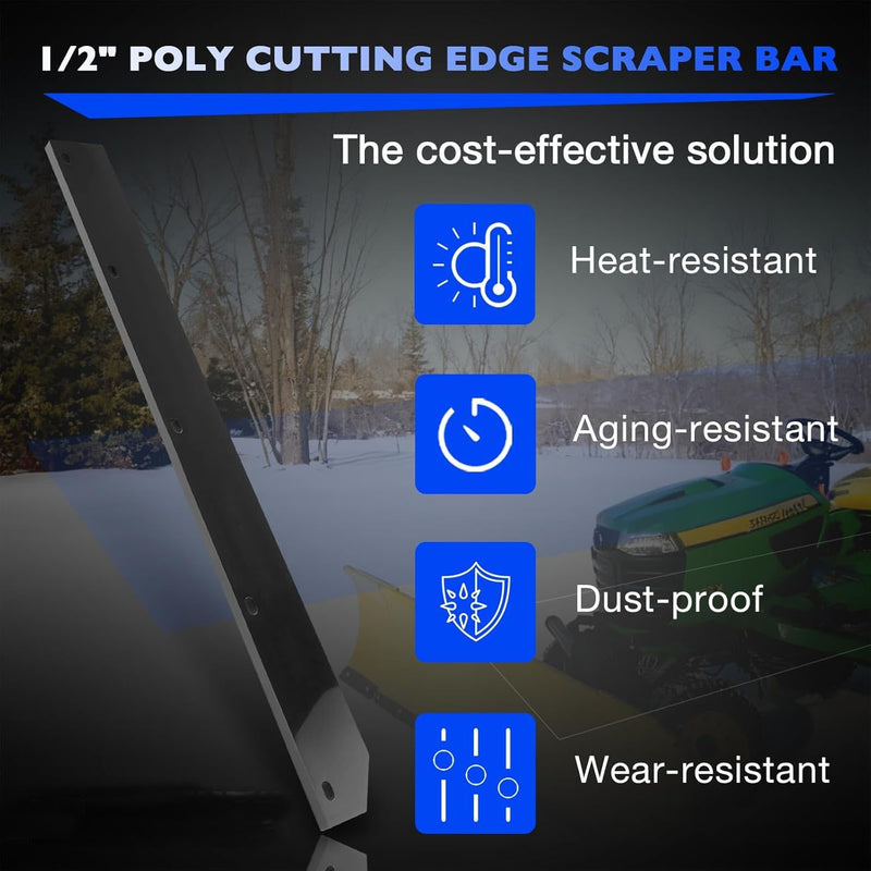 M75679 1/2 Poly Cutting Edge Scraper Bar for John Deere 54 Snow Plow 2 Pack