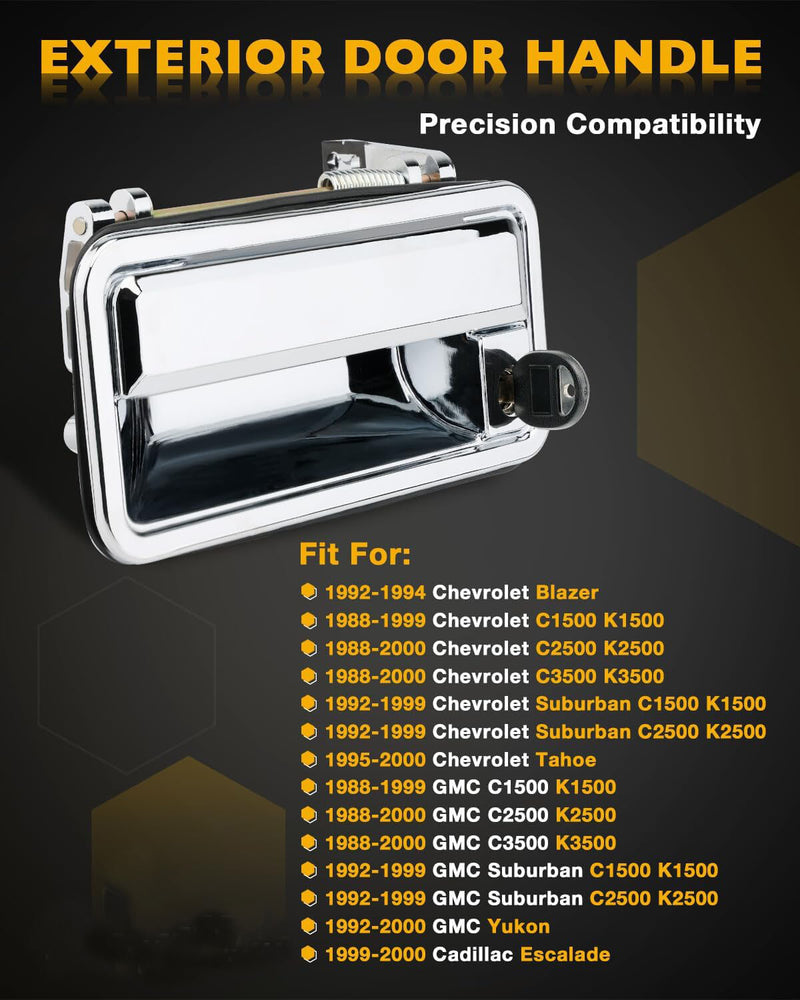 Chrome Front Door Handle with Lock Cylinders for Chevy GMC C K 1500 88 01
