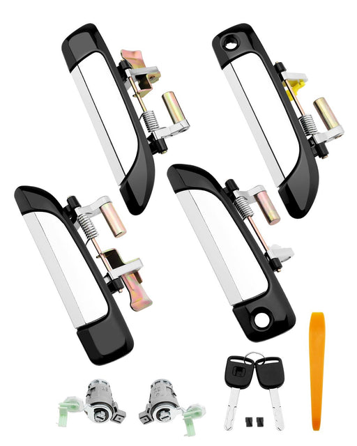 DURAFORCE Front Rear Door Handles with Lock Cylinder and Key for Honda Civic 01-05 4 Piece