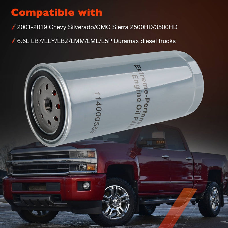 5 Micron Diesel Oil Filter for 2001 2019 Chevy Silverado GMC Sierra 6.6L Duramax