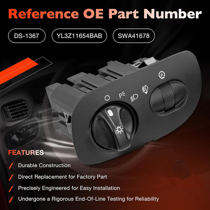 Headlight Switch with Fog Light Function for 2000 2004 Ford F150