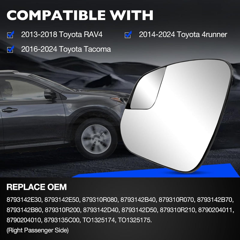 Left Right Side Heated Mirror Glass with BLIS for Toyota RAV4 Tacoma 4Runner 13-24