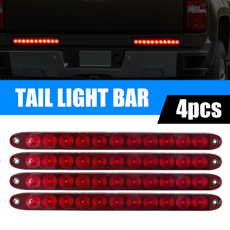 16 Inch Red Truck Trailer Light Bar 11 LED Stop Turn Tail Brake Lights Strip 4 PCS