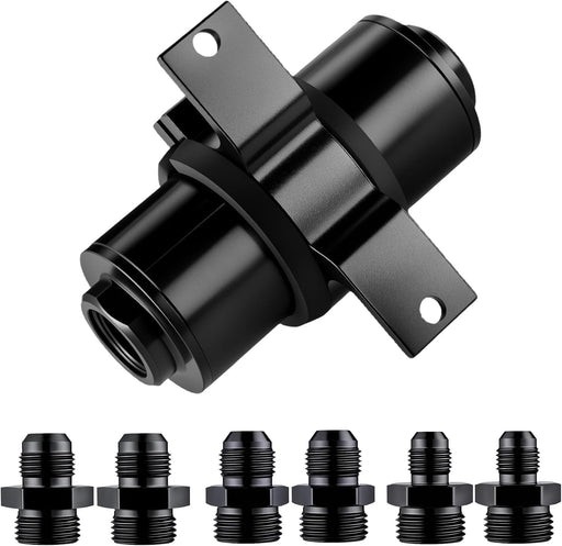 DURAFORCE 10 Micron Inline Fuel Filter with 6AN 8AN 10AN Adapters and Bracket Clamp