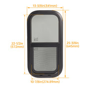 DURAFORCE 12" x 24" Vertical Slide RV Window w/Trim Ring & Screen For RV Cargo Trailer