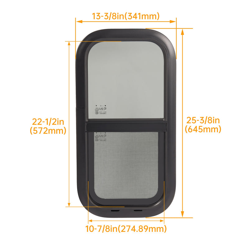 DURAFORCE 12" x 24" Vertical Slide RV Window w/Trim Ring & Screen For RV Cargo Trailer