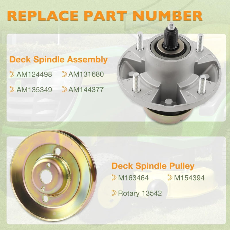 AM124498 Deck Spindle And Pulley For John Deere 48 54 Z425 Z435 Z445 M163464
