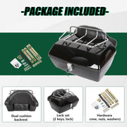 DURAFORCE Universal Motorcycle Tail Box Luggage Trunk w/ Top Rack For Harley Honda Cruiser