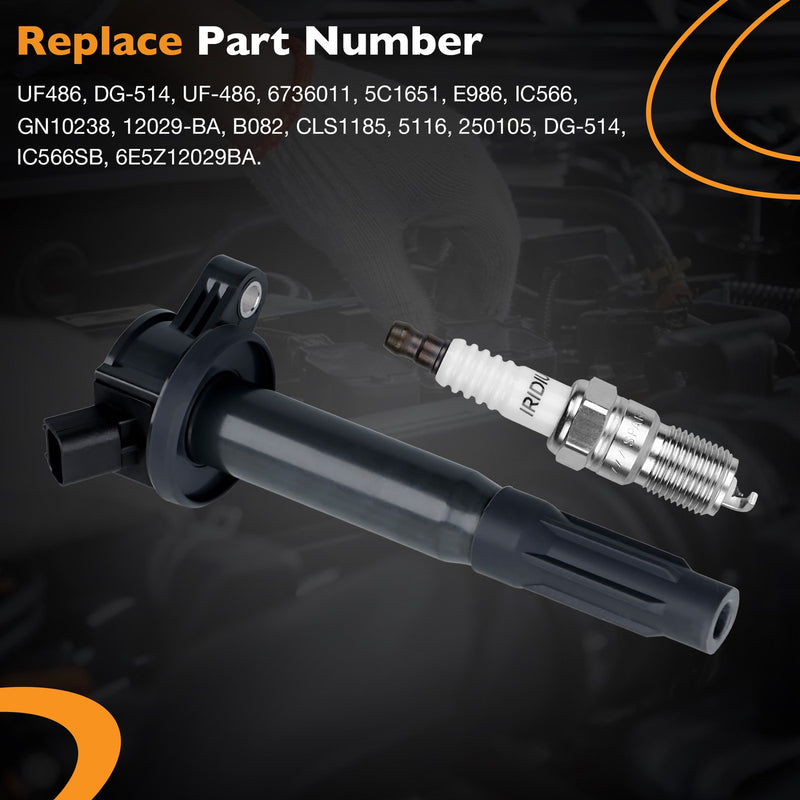UF486 Ignition Coil Pack & Spark Plug Set for Ford Fusion Escape Mercury 3.0L 6x