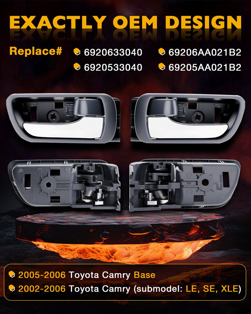 Exterior Interior Inner Door Handles Set Bezel for Toyota Camry 02 06 8 Pack