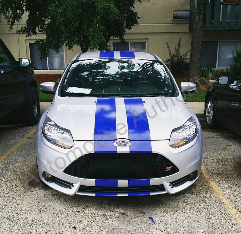 Dual 7 Inch Vinyl Rally Stripes Racing Stripe Install Kit for Ford Focus