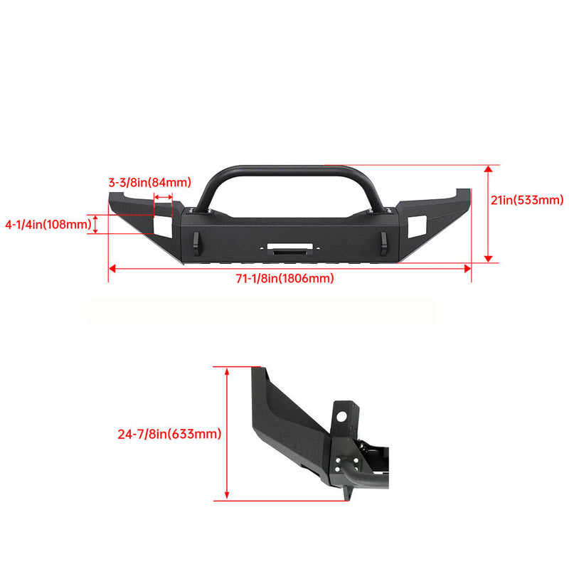 Front Steel Bumper with Bull Bar for Dodge Dakota Durango 97-04 1998 1999 2000 2001 2002 2003