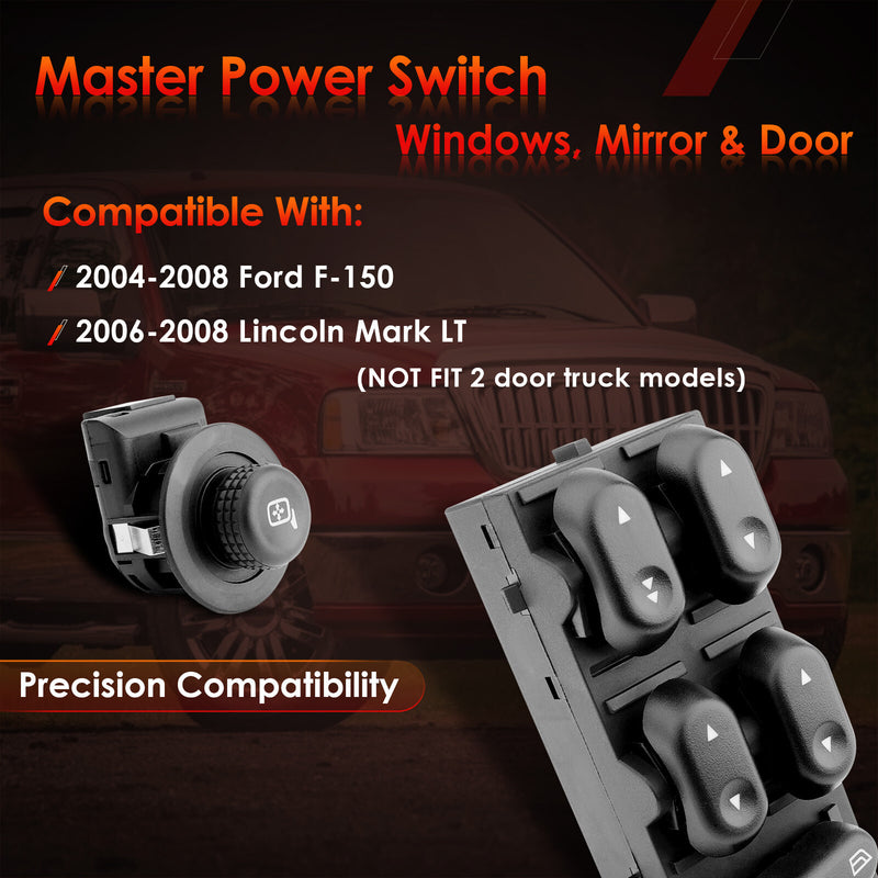 Driver Side Master Power Window Mirror Door Lock Switch for Ford F150 2004 2008