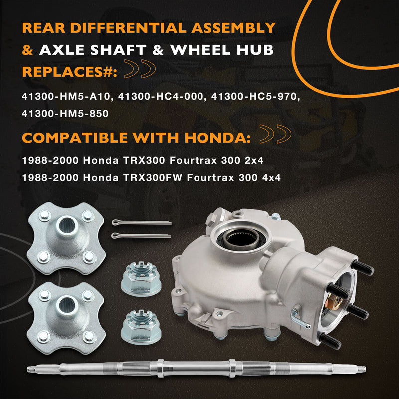 Rear Differential Axle Shaft Wheel Hub Set for Honda TRX300FW Fourtrax 300 88 00
