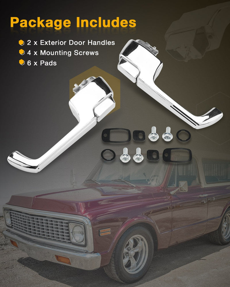 Exterior Chrome Door Handles Set for Chevy C10 C20 C30 GMC K1500 Pickup 67 72