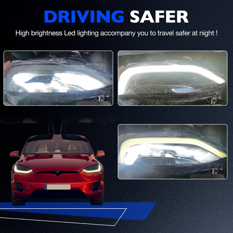 LED Headlight Assy Driver Passenger Side for 2022 2024 Tesla Model X Plaid 2x