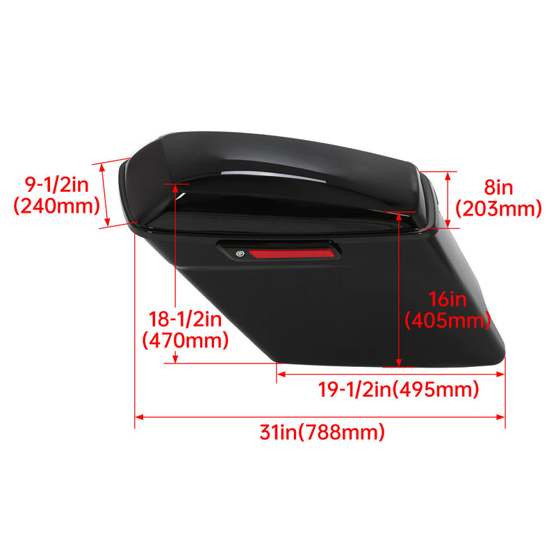 Fits Harley Touring Street Glide 14-24 5 Stretched Extended Hard Saddle Bags