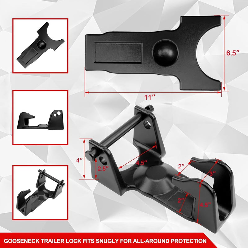 Black Gooseneck Trailer Lock with Key Lock for RVs Livestock Haulers Trailers