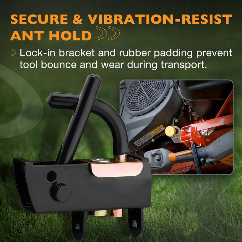 Mower Trimmer Rack Lockable For WalkBehind StandOn And ZTR Lawn Mower Black