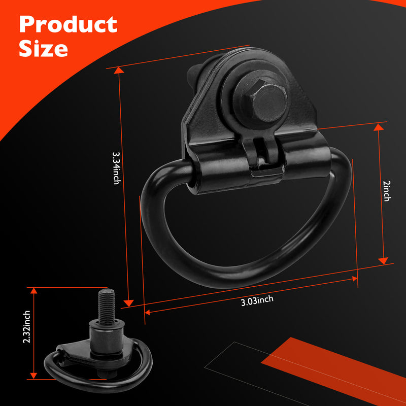 Black Steel Rear Cargo D Hooks for Ford Transit 150 250 350 350HD 15-24 6 Pack