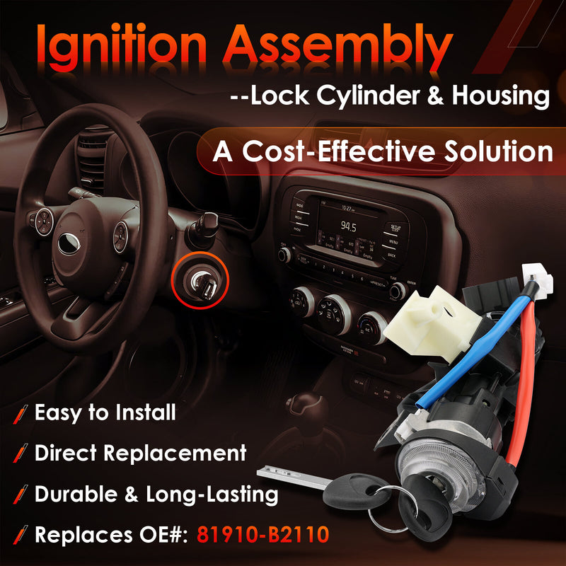 Ignition Lock Cylinder Switch Cylinder Housing with Keys for Kia Soul 2014 2019