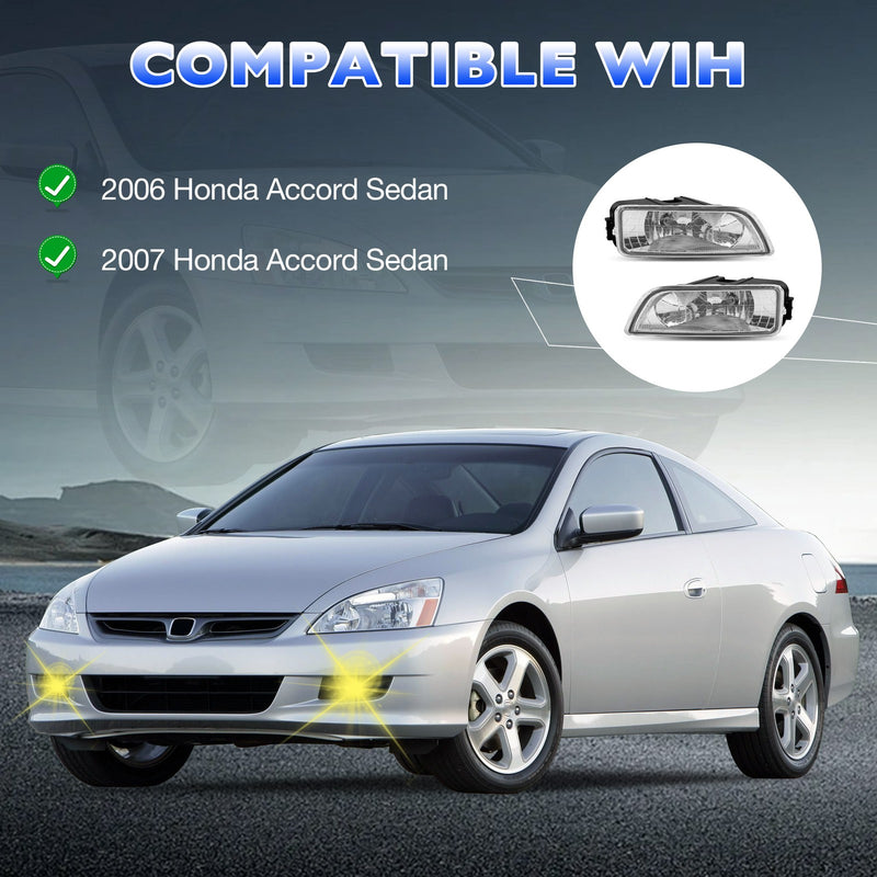 Front Fog Headlight Lamp w/ Bulbs and Harness Kit for Honda Accord 4-Door 03-07