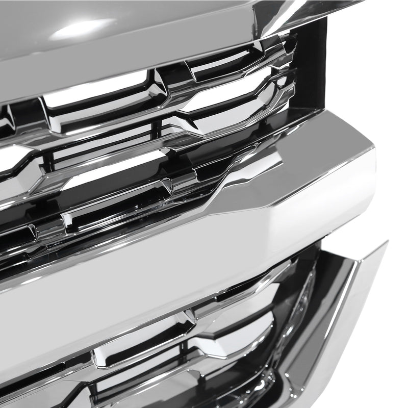 DURAFORCE Chrome Front Bumper Grille LTZ Style for Chevrolet Silverado 1500 2016 2017 2018