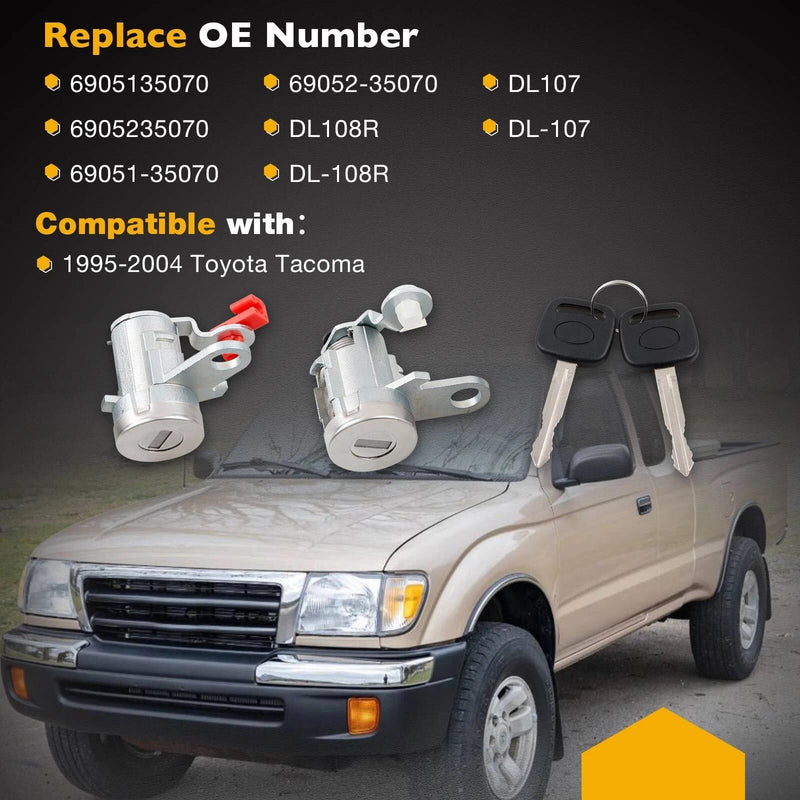 Exterior Interior Tailgate Door Handle Lock Cylinder Key for Toyota Tacoma 95-00