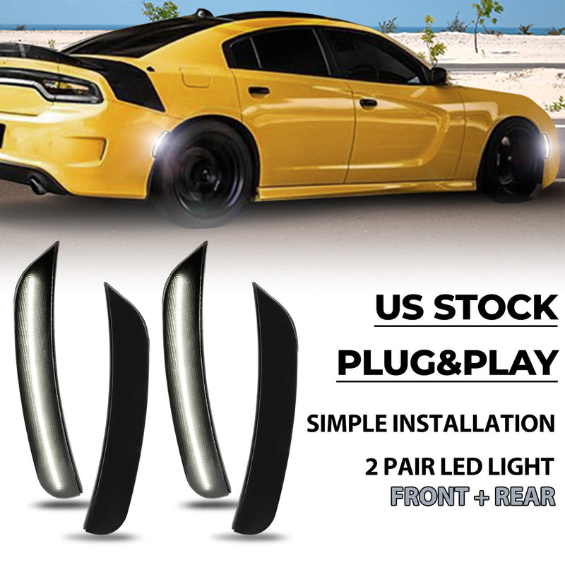 Smoke Bumper LED Side Marker Lights For Dodge Charger 2015 2022 2023 R/T SXT 4X