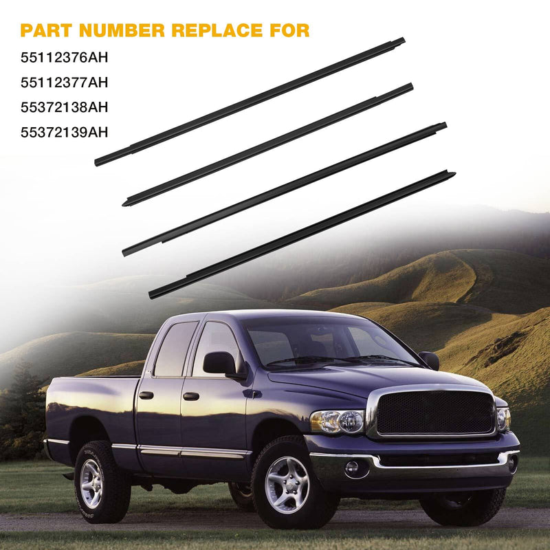 Weatherstrip Window Moulding Trim Seal Kit for 09-23 Dodge Ram 1500 2500 4 Pc