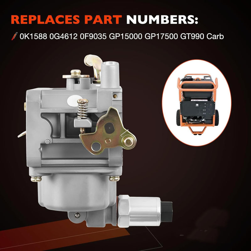 0K1588 Carburetor for Generac GP15000 GP17500 Portable Generator GT990 0G4612