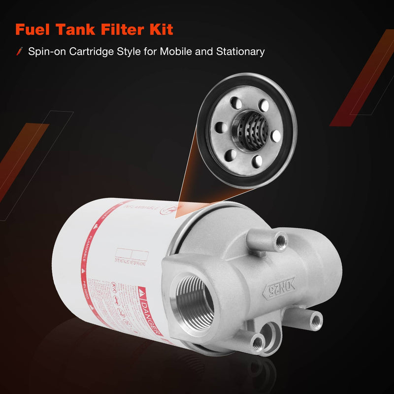 Fuel Transfer Tank Pump Kit 1 NPT with 30 Micron Spin on Filter Element