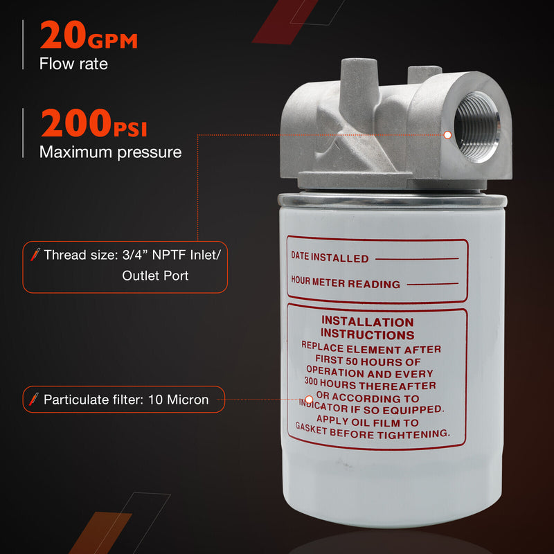 CP75210 3/4 NPTF Oil Filter with 10 Micron Hydraulic for Tractors Log Splitters