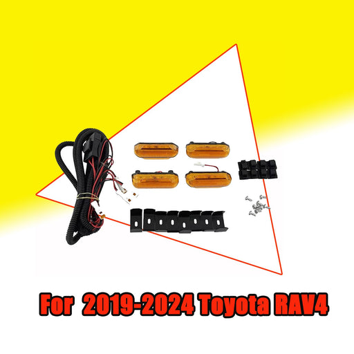 DURAFORCE ZZ2V00966 4PCS LED Amber Grill Marker Light Kit for 2019-2022 for Toyota RAV4