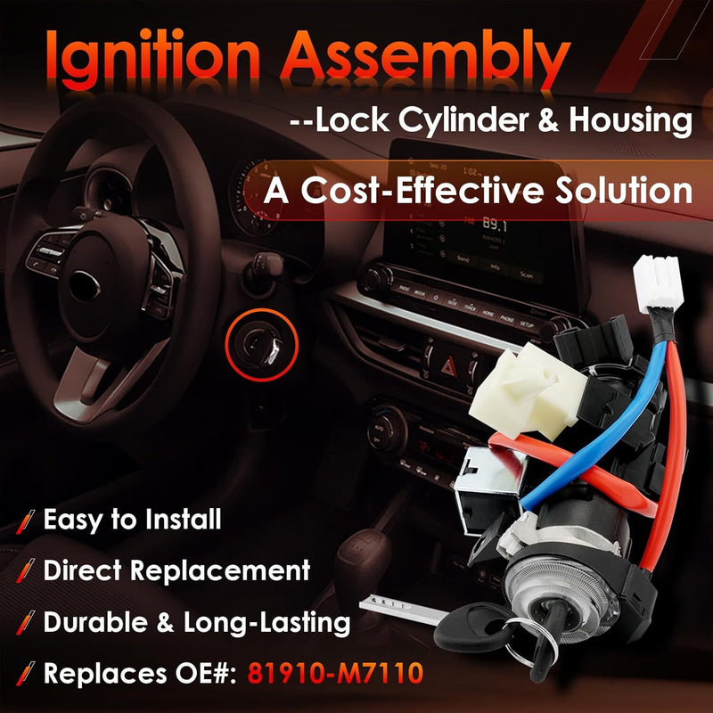 Ignition Switch with Lock Cylinder Keys for Kia Forte Soul Seltos EX 19 23