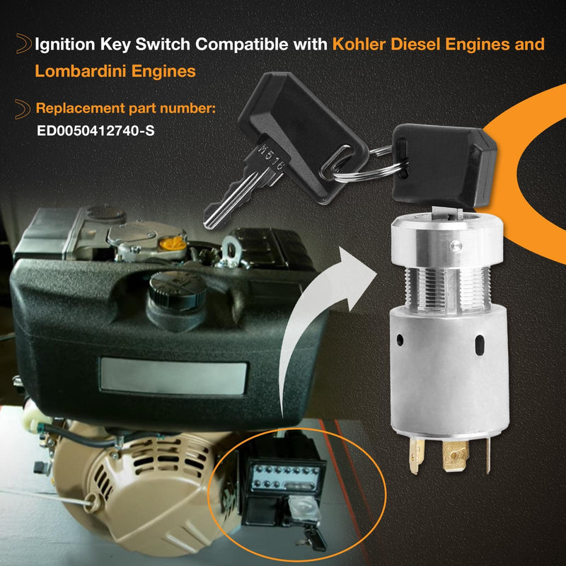 ED0050412740-S Ignition Switch with Keys for Kohler Diesel Lombardini Engines