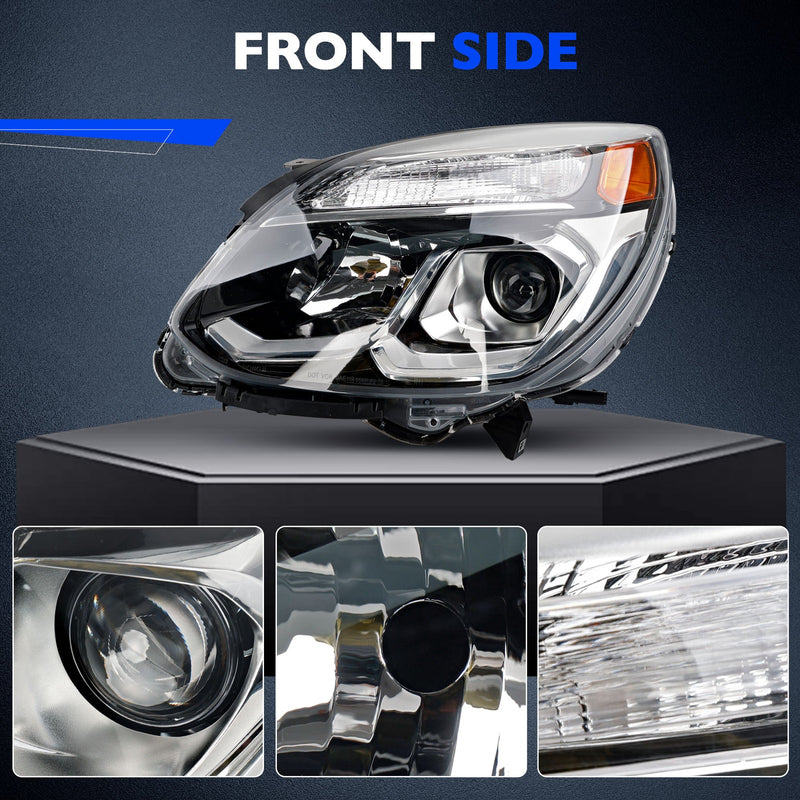 Halogen Chrome Headlight Assembly Front Left Driver Side for Chevy Equinox 16 17