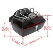DURAFORCE Universal Motorcycle Tail Box Luggage Trunk w/ Top Rack For Harley Honda Cruiser