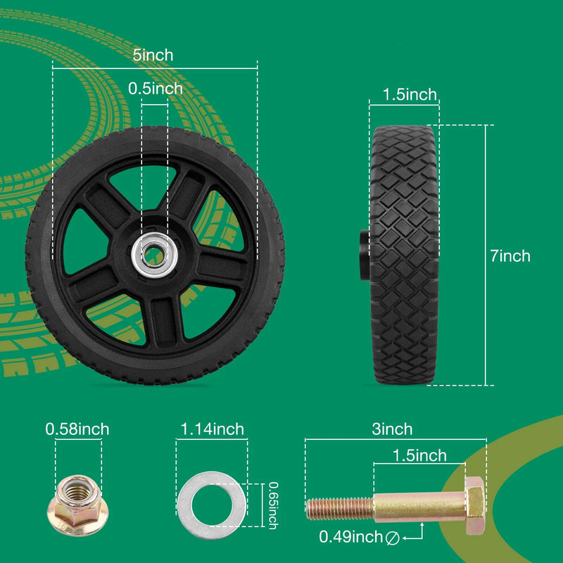 7 Inch Push Lawn Mower Plastic Wheels for Craftsman Generator Garden Tiller 2x