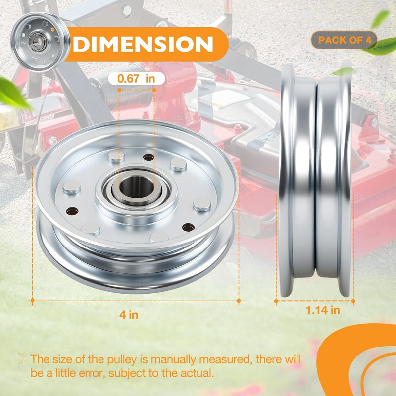 164090 Idler Flat Pulley for RFM Series 4 5 6 Foot Finish Mower Tractor 4 Pc