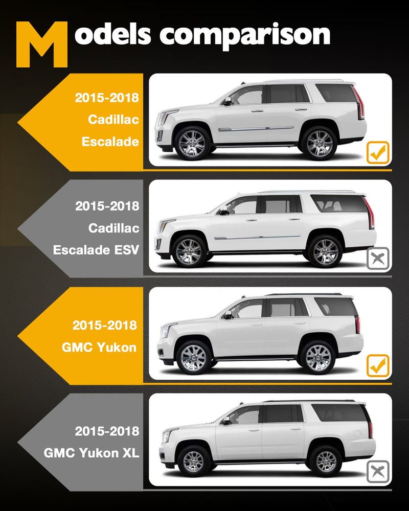 B C Pillar Door Window Trim Molding Kit for 15-18 Chevy Tahoe GMC Yukon Cadillac