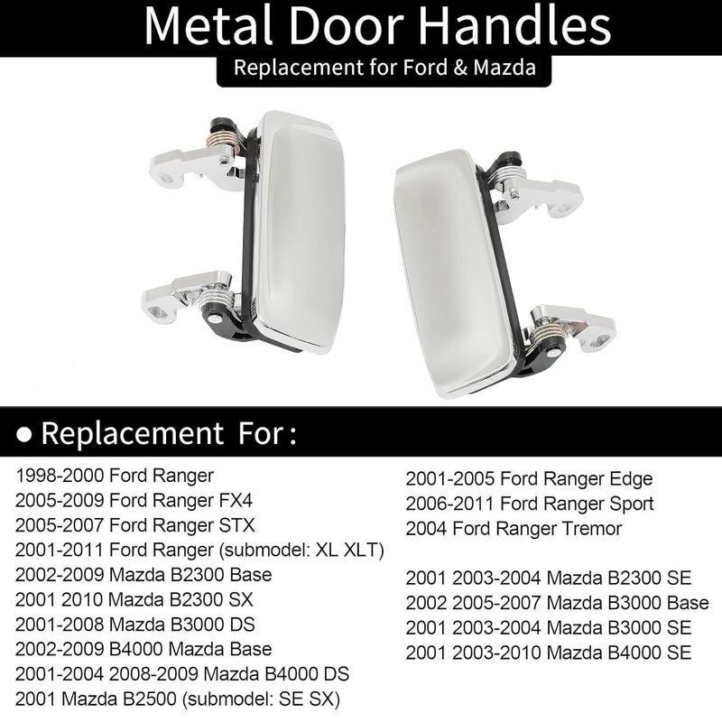 Metal Exterior Door Handle Set Driver Passenger Side for Ford Ranger Mazda 98 11
