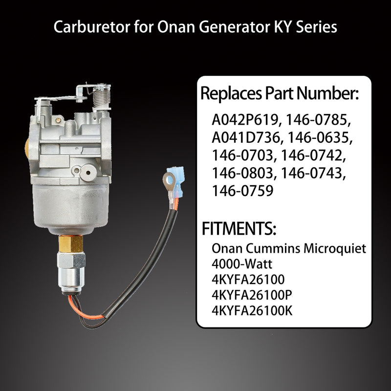 A041D736 Carburetor for Onan Cummins Generator Microquiet 4000 Watt 4KYFA26100