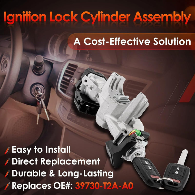 39730T2AA0 Ignition Switch Lock Cylinder with Remote Keys for Honda Accord 13 17