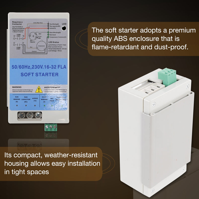 16 32A AC Soft Starter with Reverse Motor Protection for 4 7 Ton Install Kit
