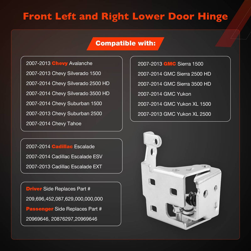 Lower Door Hinge for 2007-14 Chevy Silverado GMC Sierra Driver Passenger Side