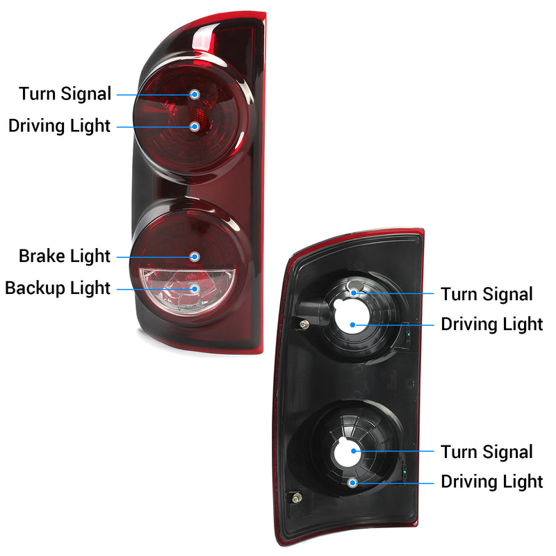 Pair Red Smoke Tail Lights Lamps for 2007-08 Dodge Ram 1500 07-09 Ram 2500 3500