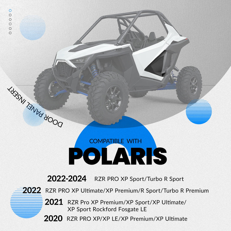 For 22-24 Polaris RZR Pro Textured Door Insert Panel Replacement Kit Lower Door