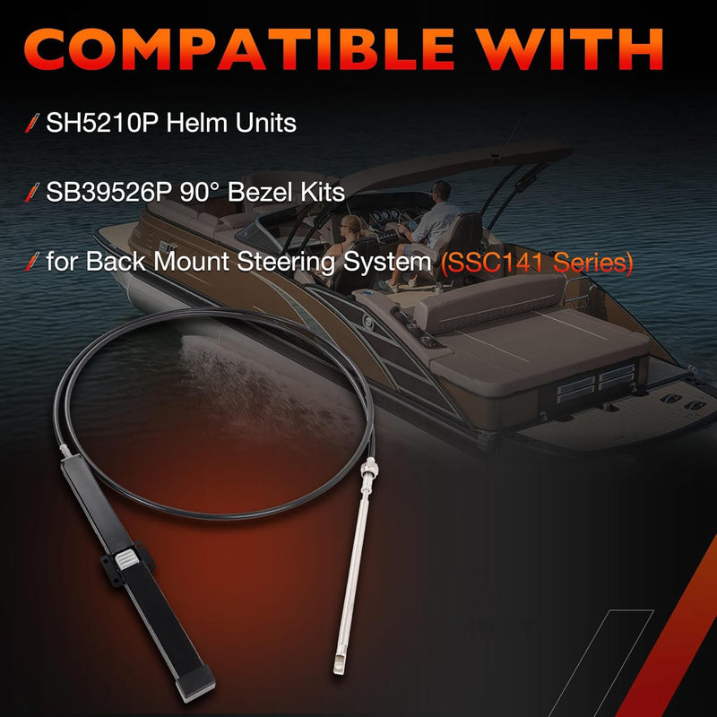 SS14115 15 FT Back Mount Steering Cable Kit for Seastar Teleflex Rack Steering